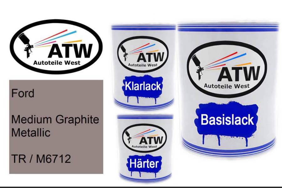 Ford, Medium Graphite Metallic, TR / M6712: 1L Lackdose + 1L Klarlack + 500ml Härter - Set, von ATW Autoteile West.